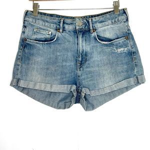 &Denim H&M Women's Blue Rolled Edge Shorts Sz 8